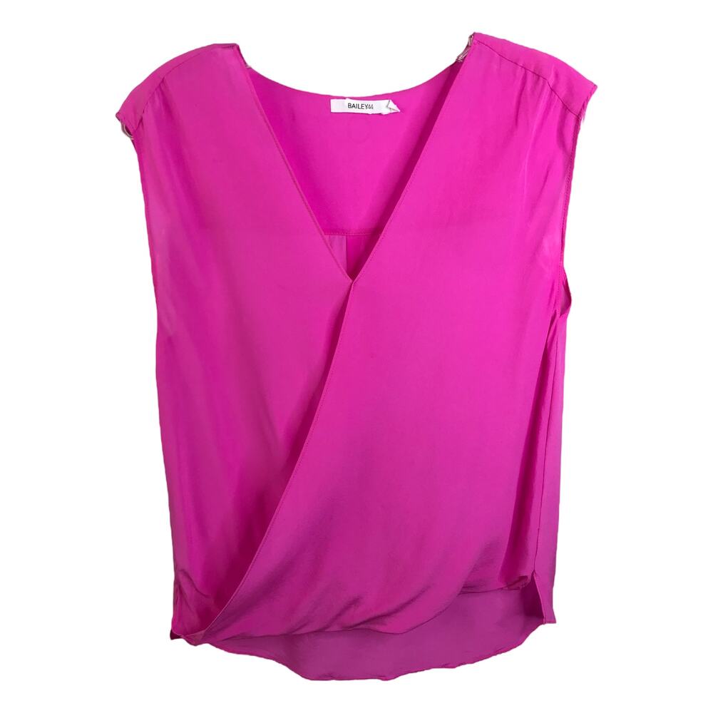 Bailey 44 Womens Hot Pink Faux Wrap V-Neck Sleeveless Blouse High Low Hem Top